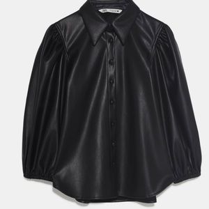 ZARA Faux Leather Puff Sleeve Shirt or Jacket XS